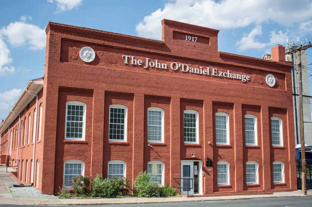 durham exchange outside brick building downtown