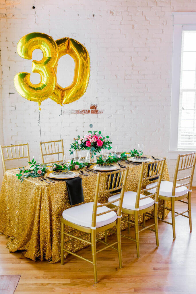 30th birthday party decorations in gold